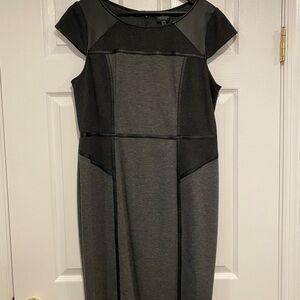 Adrianna Papell Gray and Black Midi Dress